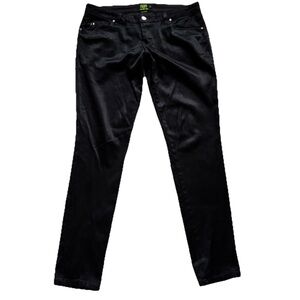 TRIPP NYC BLACK SILKY PANTS W/ LOGO BACK POCKETS SIZE 9 TRENDY 90s Y2K